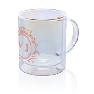 Taza de vidrio doble pared 330 ml publicitaria